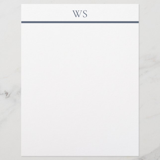 Navy Blau Bar Monogramm Briefkopf Schreibwaren (Vorderseite)