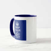 Navy Blau Behalte Ruhe und haben Ihren Text Tasse (Vorderseite Links)