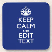 Navy Blau Behielt ruhig und haben Ihren Text Getränkeuntersetzer (Vorderseite)