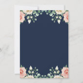 Navy Blau, blassrosa Brautparty Einladung (Rückseite)