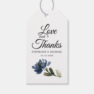 Navy Blau Blaue Florale Botanik Geschenkanhänger