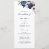Navy Blau & Blush Blumenhochzeit Programm (Vorderseite)