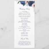 Navy Blau & Blush Blumenhochzeit Programm (Rückseite)