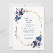 Navy Blau & Blush Blumenprobeessen Einladung (Vorderseite)
