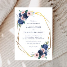 Navy Blau & Blush Florale Geometrische Hochzeit