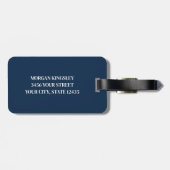 Navy Blau Blush Flugzeug gestreift monogrammiert Gepäckanhänger (Rückseite horizontal)
