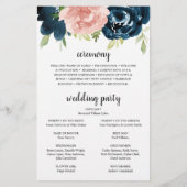 Navy Blau Blush Pink Blumen Hochzeitsprogramm zum (Hinten)