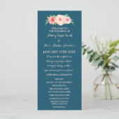 Navy Blau Blush Pink Florales Hochzeitsprogramm Programm (Stehend Vorderseite)