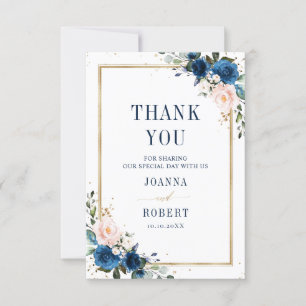 Navy Blau Blush Rosa Boho Geometrische Hochzeit Dankeskarte