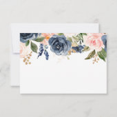 Navy Blau Blush Rosa Rose Boho Dankeskarte (Rückseite)
