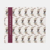 Navy blau bordeauxfarben eleganter Antler elegant  Fleecedecke (Vorderseite (Horizontal))