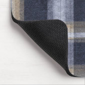 Navy Blau Braun Creme Kariert Gestreift Mousepad (Ecke)
