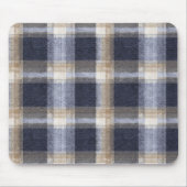Navy Blau Braun Creme Kariert Gestreift Mousepad (Vorne)