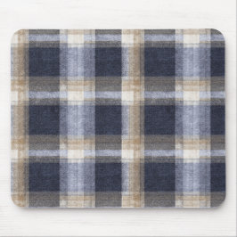Navy Blau Braun Creme Kariert Gestreift Mousepad