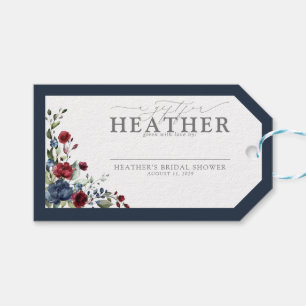 Navy Blau Burgund Floral Brautschauer ohne Hülle Geschenkanhänger
