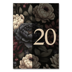 Navy Blau & Burgunder Rot Moody Floral Tisch 20 Tischnummer
