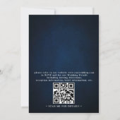Navy Blau Burgunderrot Florales QR-Code Hochzeit Einladung (Rückseite)