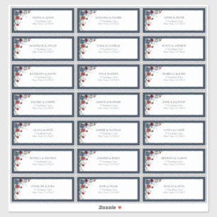 Navy Blau-Burgunderrot Florales Wasserfarben-Gäste Aufkleber