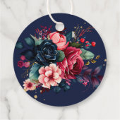 Navy blau burgundy rosa Rosen Hochzeit danke Geschenkanhänger (Rückseite)