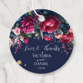 Navy blau burgundy rosa Rosen Hochzeit danke Geschenkanhänger (Vorderseite)