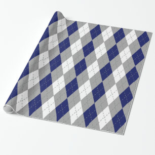 Navy Blau Charcoal Dunkelgrau Weiß XL Argyle Geschenkpapier
