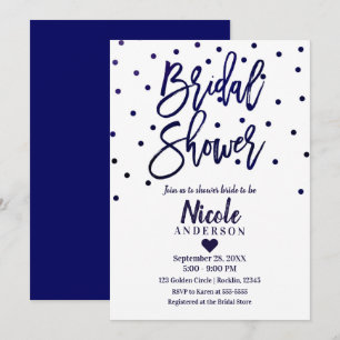 Navy Blau Chic Moderne Schrift Brautparty Einladung