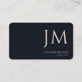 Navy Blau Cream Monogramm QR-Code Modern Visitenkarte (Vorderseite)