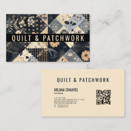 Navy Blau Creme Quilt Patchwork Handmade Kleidung  Visitenkarte