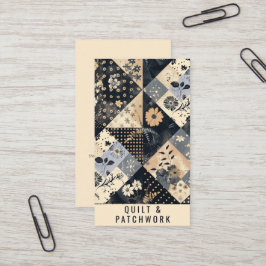 Navy Blau Creme Quilt Patchwork Handmade Kleidung  Visitenkarte