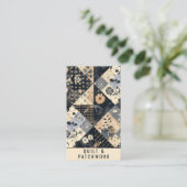 Navy Blau Creme Quilt Patchwork Handmade Kleidung Visitenkarte (Stehend Vorderseite)