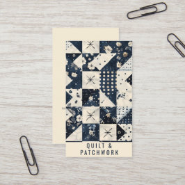 Navy Blau Creme Quilt Patchwork Handmade Kleidung  Visitenkarte