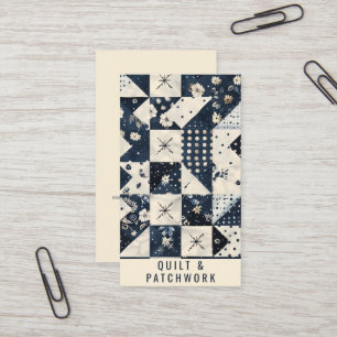 Navy Blau Creme Quilt Patchwork Handmade Kleidung Visitenkarte