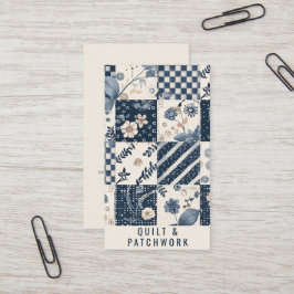 Navy Blau Creme Quilt Patchwork Handmade Kleidung  Visitenkarte