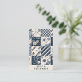 Navy Blau Creme Quilt Patchwork Handmade Kleidung Visitenkarte (Stehend Vorderseite)