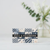Navy Blau Creme Quilt Patchwork Handmade Kleidung Visitenkarte (Stehend Vorderseite)