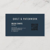 Navy Blau Creme Quilt Patchwork Handmade Kleidung Visitenkarte (Rückseite)