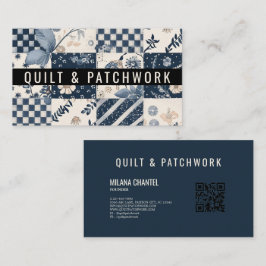Navy Blau Creme Quilt Patchwork Handmade Kleidung  Visitenkarte