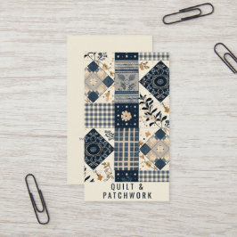 Navy Blau Creme Quilt Patchwork Handmade Kleidung  Visitenkarte