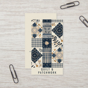 Navy Blau Creme Quilt Patchwork Handmade Kleidung Visitenkarte