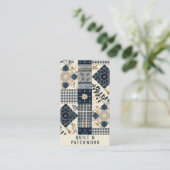 Navy Blau Creme Quilt Patchwork Handmade Kleidung Visitenkarte (Stehend Vorderseite)