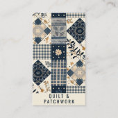 Navy Blau Creme Quilt Patchwork Handmade Kleidung Visitenkarte (Vorderseite)
