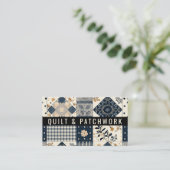 Navy Blau Creme Quilt Patchwork Handmade Kleidung Visitenkarte (Stehend Vorderseite)