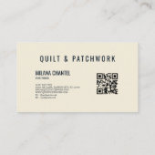Navy Blau Creme Quilt Patchwork Handmade Kleidung Visitenkarte (Rückseite)
