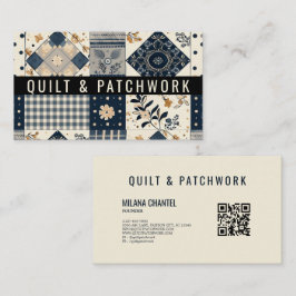 Navy Blau Creme Quilt Patchwork Handmade Kleidung  Visitenkarte