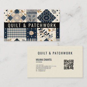 Navy Blau Creme Quilt Patchwork Handmade Kleidung Visitenkarte
