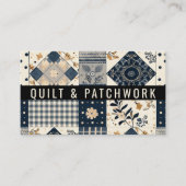 Navy Blau Creme Quilt Patchwork Handmade Kleidung Visitenkarte (Vorderseite)