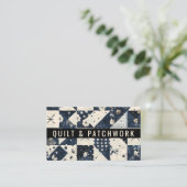 Navy Blau Creme Quilt Patchwork Handmade Kleidung Visitenkarte (Stehend Vorderseite)