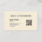 Navy Blau Creme Quilt Patchwork Handmade Kleidung Visitenkarte (Rückseite)