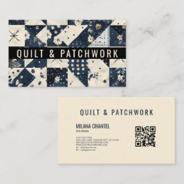 Navy Blau Creme Quilt Patchwork Handmade Kleidung  Visitenkarte
