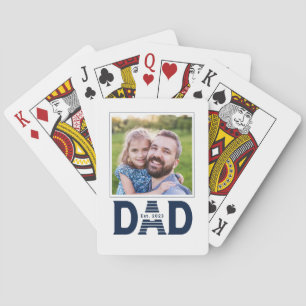Navy Blau Dad Gegründet Fetter Dad Foto Spielkarten